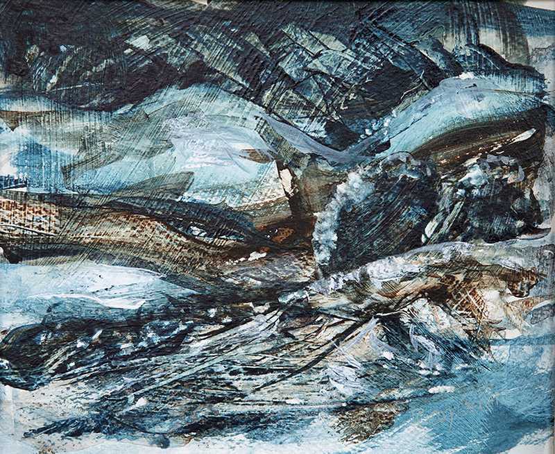 111 Wild Winter Landscape (30 x 26cm, acrylic on paper) (SOLD)